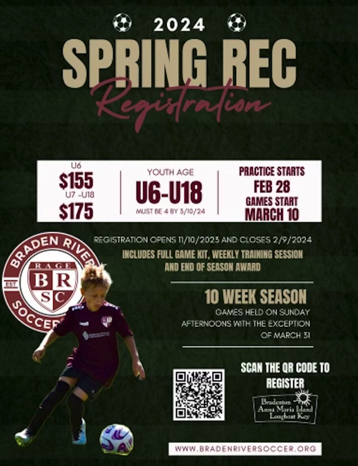 2024 Spring Recreational Registration Braden River Soccer Club